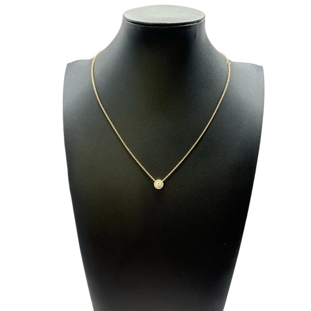 Pandora Necklace Sterling Silver 925 Gold Plated “Round Pavé Halo” Dainty